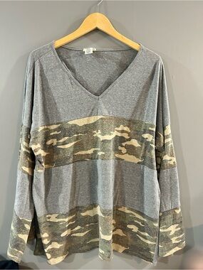BiBi Gray V-Neck Heather Tee